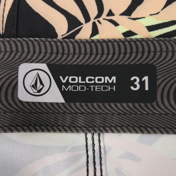 Volcom Swim Trunks Boardshorts Gray Palm Leaf Print 4 Way Stretch Size 31 NWT - Picture 9 of 11